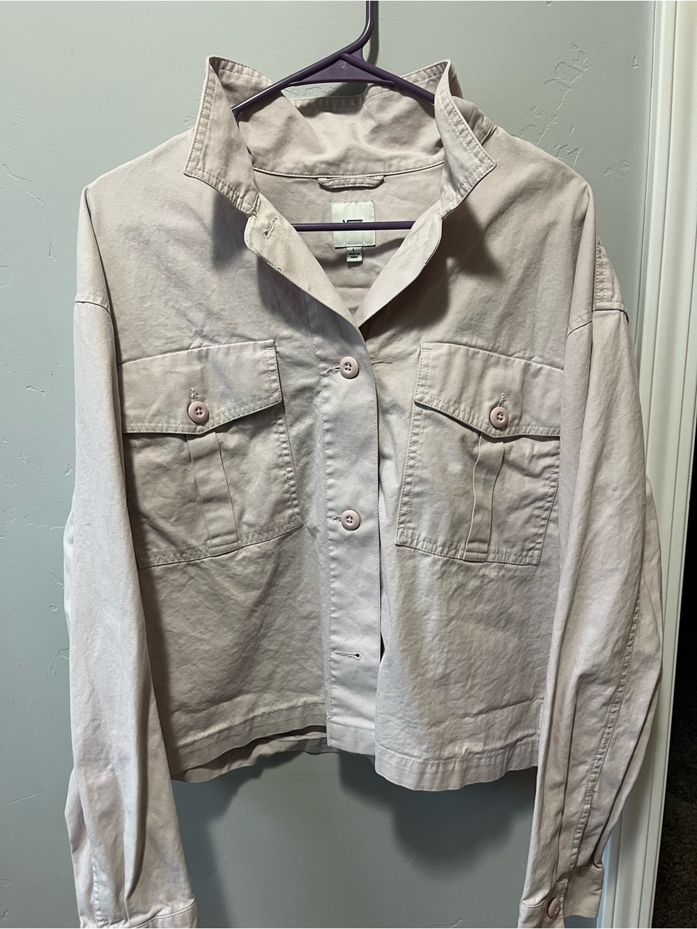 Vans Light Pink Cropped Trucker Jacket Women's Large